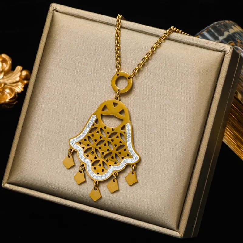 ヴィンテージ風 アイ＆ハンド チャーム ネックレス＆ピアス セット