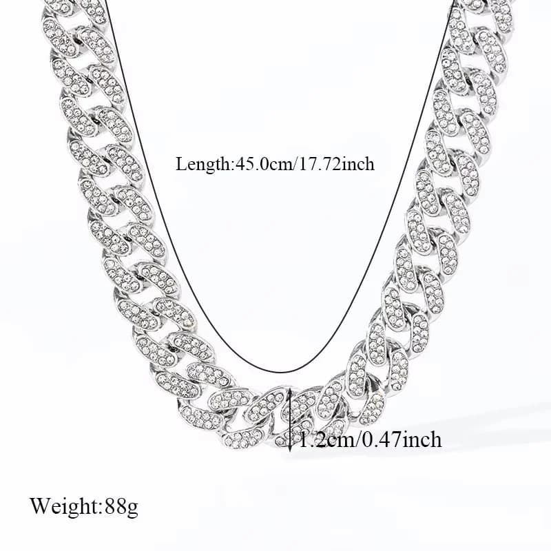 厚手キューバン ネックレス & ブレスレット セット シルバー