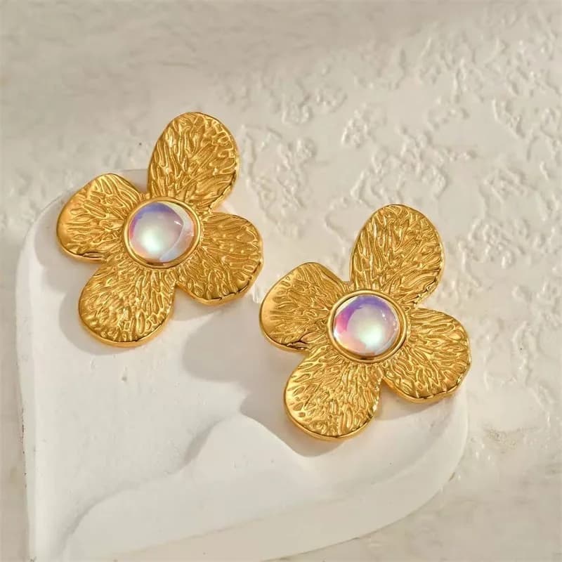 ブルーストーンドロップピアス ゴールドメッキ