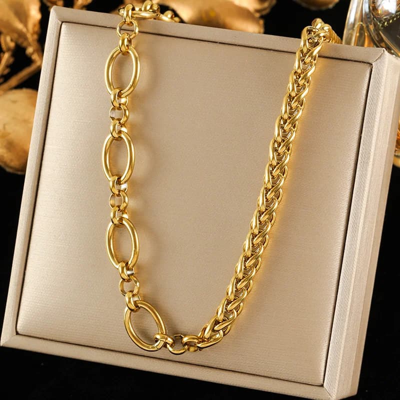 8mm チャンキーチェーンネックレス 18Kゴールドメッキ