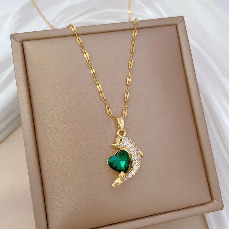 トナカイ ハート ジルコニア ペンダント ネックレス
