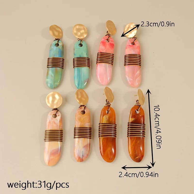ボヘミアン レジン ドロップ ダングルピアス
