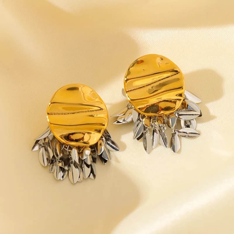 メタルリーフトassel ドロップピアス 18K PVDメッキ