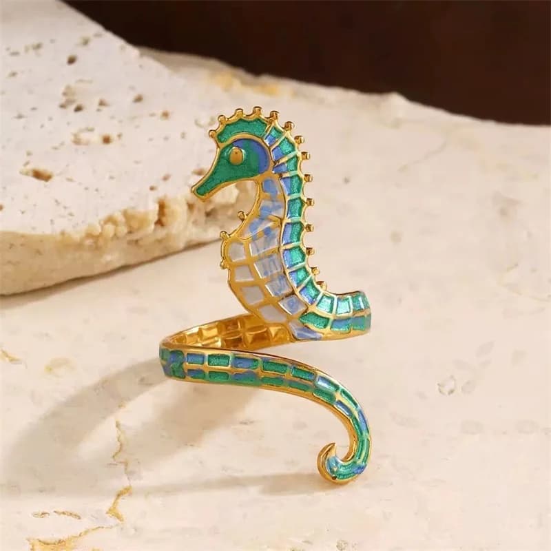 エナメルタツノオトシゴ オープンサイズ調節可能リング