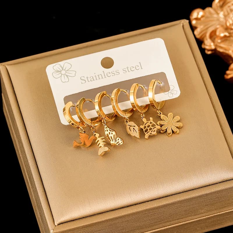 ハート ホワイトジルコニア ピアス セット, ゴールドメッキ